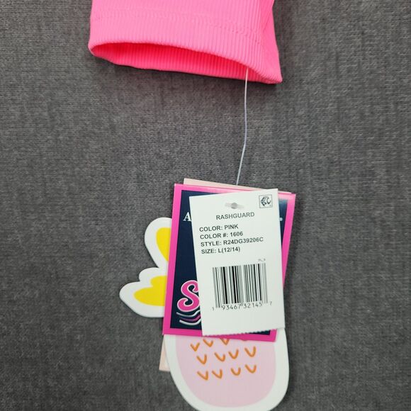 Andy & Evan Rashguard Girls Size 12/14 Large Pink 50+ Long Sleeve New - Picture 2 of 8